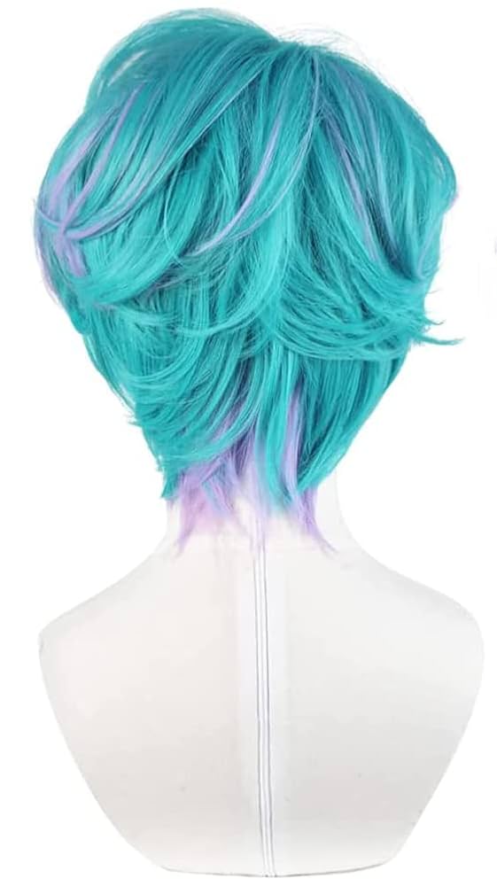 Amazon.co.jp: コスプレウィッグ 湊大瀬 ウィッグ wig 青 紫